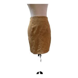 Tan Brown  Suede Pencil Skirt Career Business Casual Office Knee‎ Length